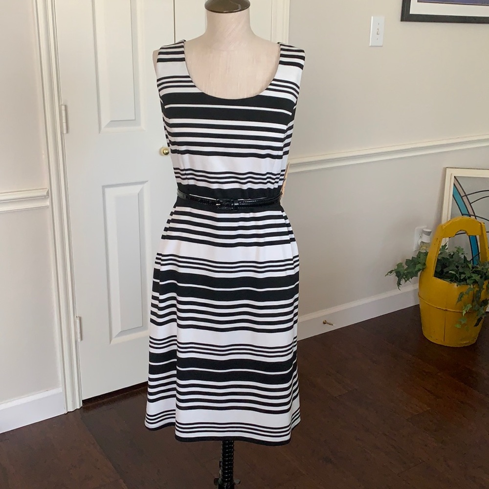 Merona Black & White Striped Fit n’ Flare Dress